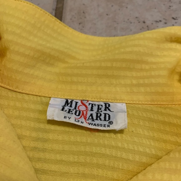 Vintage 70s/80s Mister Leonard Yellow Stripe Puffy Sleeve Button-Up Blouse S/M - Picture 3 of 6